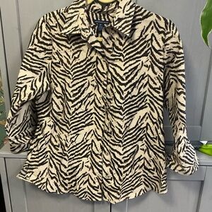 Westbound Black and White Zebra Print Button Down Shirt